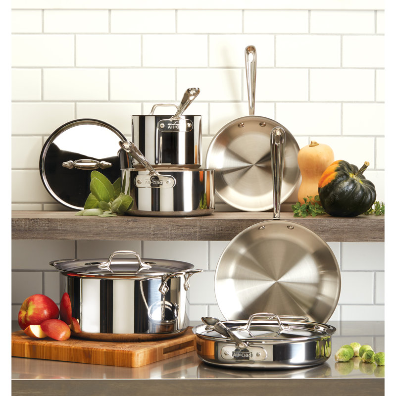 AllClad D3™ Stainless 10 Piece Stainless Steel Cookware Set & Reviews